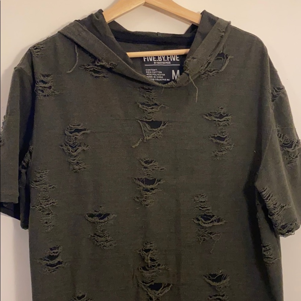 Distressed Short Sleeve Hoodie